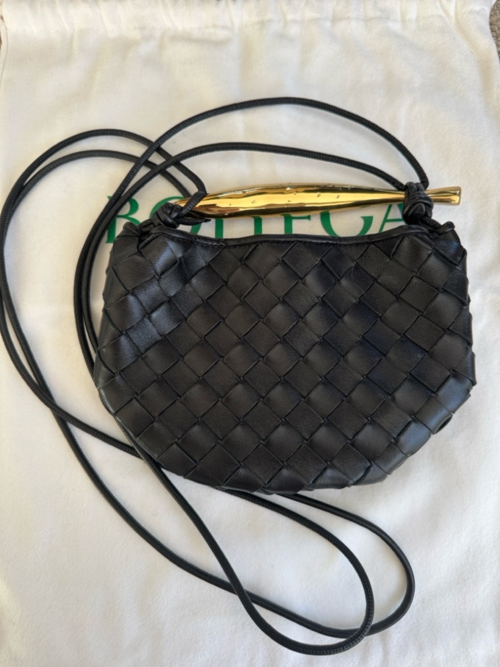 Bottega Veneta Black Intrecciato Leather Mini Sardine Bag